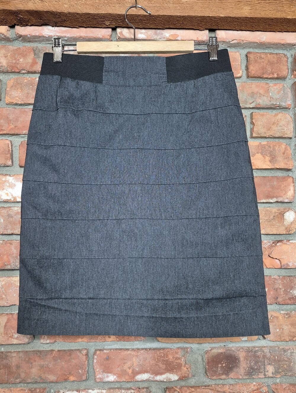 Ricki's Charcoal Grey Pencil Skirt Stretch Pull On Career Office Workwear 10